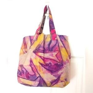 Suede Canadian-Made Purple and Yellow Tie Dye Tote Bag